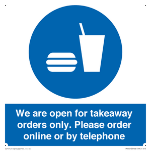 MV6012: We are open for takeaway orders only. Please order online or by telephone