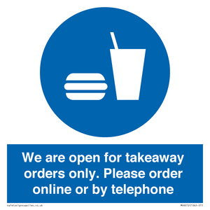MV6012: We are open for takeaway orders only. Please order online or by telephone