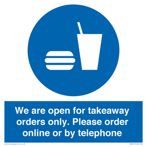 MV6012: We are open for takeaway orders only. Please order online or by telephone