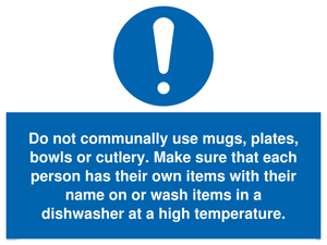 MV6199: Do not communally use mugs, plates, bowls