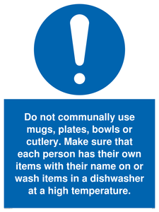 MV6199: Do not communally use mugs, plates, bowls