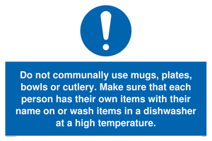 MV6199: Do not communally use mugs, plates, bowls