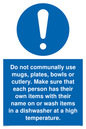 MV6199: Do not communally use mugs, plates, bowls