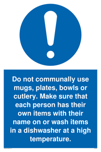 MV6199: Do not communally use mugs, plates, bowls