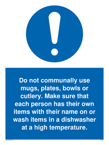 MV6199: Do not communally use mugs, plates, bowls