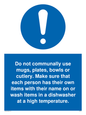 MV6199: Do not communally use mugs, plates, bowls