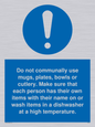 MV6199: Do not communally use mugs, plates, bowls