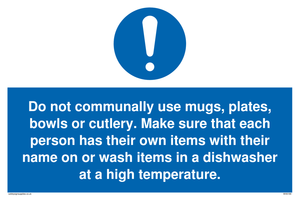 MV6199: Do not communally use mugs, plates, bowls