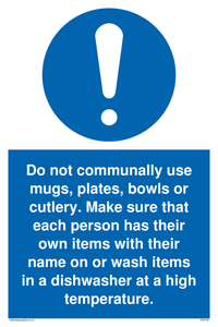 MV6199: Do not communally use mugs, plates, bowls