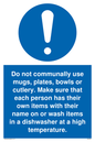 MV6199: Do not communally use mugs, plates, bowls