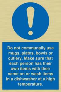 MV6199: Do not communally use mugs, plates, bowls