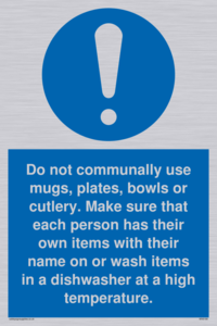 MV6199: Do not communally use mugs, plates, bowls
