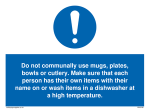 MV6199: Do not communally use mugs, plates, bowls