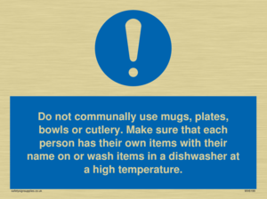 MV6199: Do not communally use mugs, plates, bowls