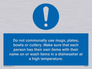 MV6199: Do not communally use mugs, plates, bowls