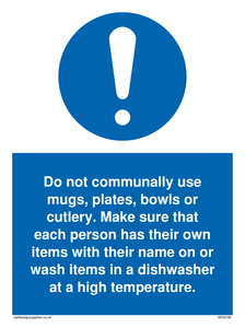 MV6199: Do not communally use mugs, plates, bowls