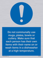 MV6199: Do not communally use mugs, plates, bowls