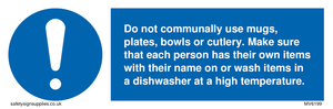 MV6199: Do not communally use mugs, plates, bowls
