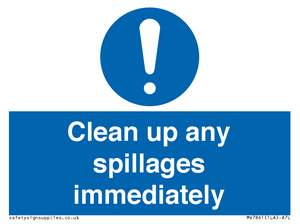 MV7861: Clean up any spillages immediately