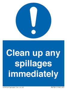 MV7861: Clean up any spillages immediately