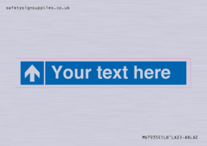 MV7935: Custom Mandatory directional sign, blue arrow up