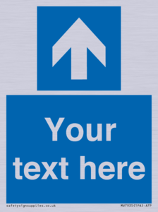 MV7935: Custom Mandatory directional sign, blue arrow up
