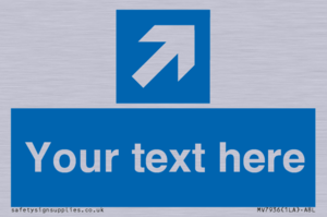 MV7936: Custom Mandatory directional sign, blue arrow up and right