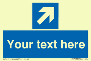 MV7936: Custom Mandatory directional sign, blue arrow up and right