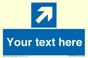 MV7936: Custom Mandatory directional sign, blue arrow up and right