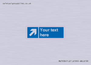 MV7936: Custom Mandatory directional sign, blue arrow up and right