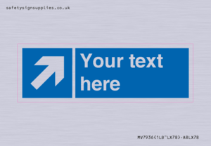 MV7936: Custom Mandatory directional sign, blue arrow up and right