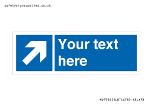 MV7936: Custom Mandatory directional sign, blue arrow up and right