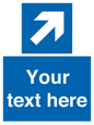 MV7936: Custom Mandatory directional sign, blue arrow up and right