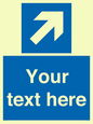 MV7936: Custom Mandatory directional sign, blue arrow up and right