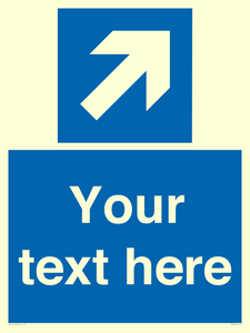 MV7936: Custom Mandatory directional sign, blue arrow up and right