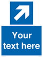 MV7936: Custom Mandatory directional sign, blue arrow up and right