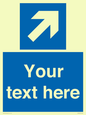 MV7936: Custom Mandatory directional sign, blue arrow up and right