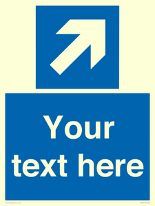 MV7936: Custom Mandatory directional sign, blue arrow up and right