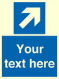 MV7936: Custom Mandatory directional sign, blue arrow up and right