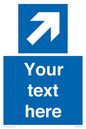 MV7936: Custom Mandatory directional sign, blue arrow up and right