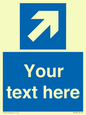 MV7936: Custom Mandatory directional sign, blue arrow up and right