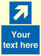 MV7936: Custom Mandatory directional sign, blue arrow up and right