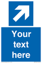 MV7936: Custom Mandatory directional sign, blue arrow up and right