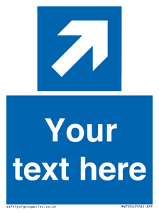 MV7936: Custom Mandatory directional sign, blue arrow up and right