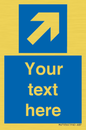 MV7936: Custom Mandatory directional sign, blue arrow up and right