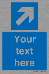 MV7936: Custom Mandatory directional sign, blue arrow up and right