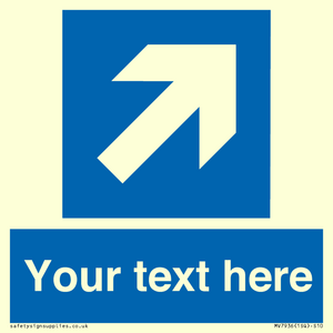 MV7936: Custom Mandatory directional sign, blue arrow up and right