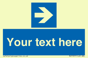 MV7937: Custom Mandatory directional sign, blue arrow right