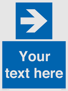 MV7937: Custom Mandatory directional sign, blue arrow right