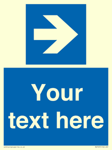 MV7937: Custom Mandatory directional sign, blue arrow right